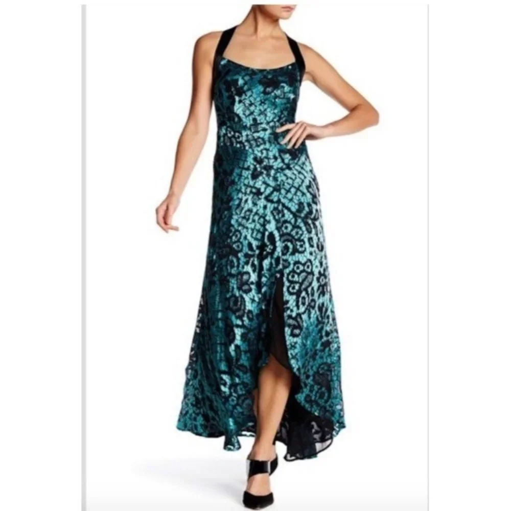 Nanette Lepore Metallic Floral Silk Maxi Dress Size 0 - Picture 1 of 14